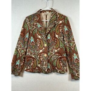 Vintage Harold's Paisley Print Blazer Jacket Colorful 90s Bohemian Womens Size 4